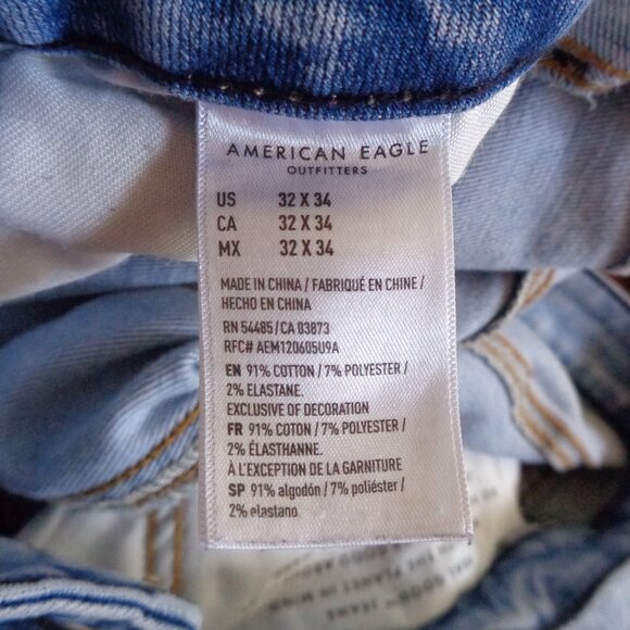 American Eagle Men's Airflex 360 Distressed Blue Jeans Denim 32 x 34 - Picture 7 of 7